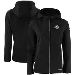 Miami Dolphins Cutter & Buck Women's Evoke Eco Softshell Recycled Full-Zip Hooded Jacket - Black discount