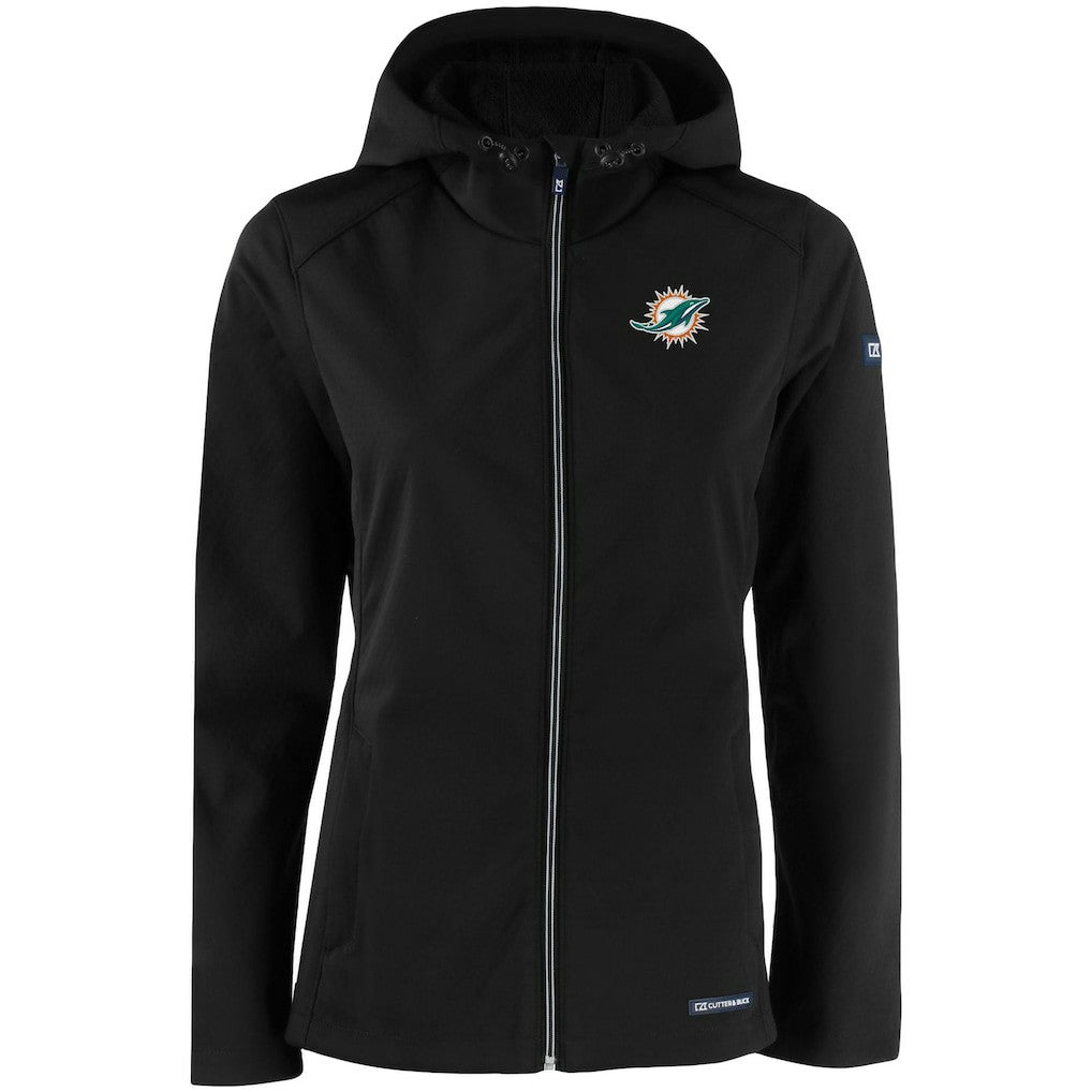 Miami Dolphins Cutter & Buck Women's Evoke Eco Softshell Recycled Full-Zip Hooded Jacket - Black discount