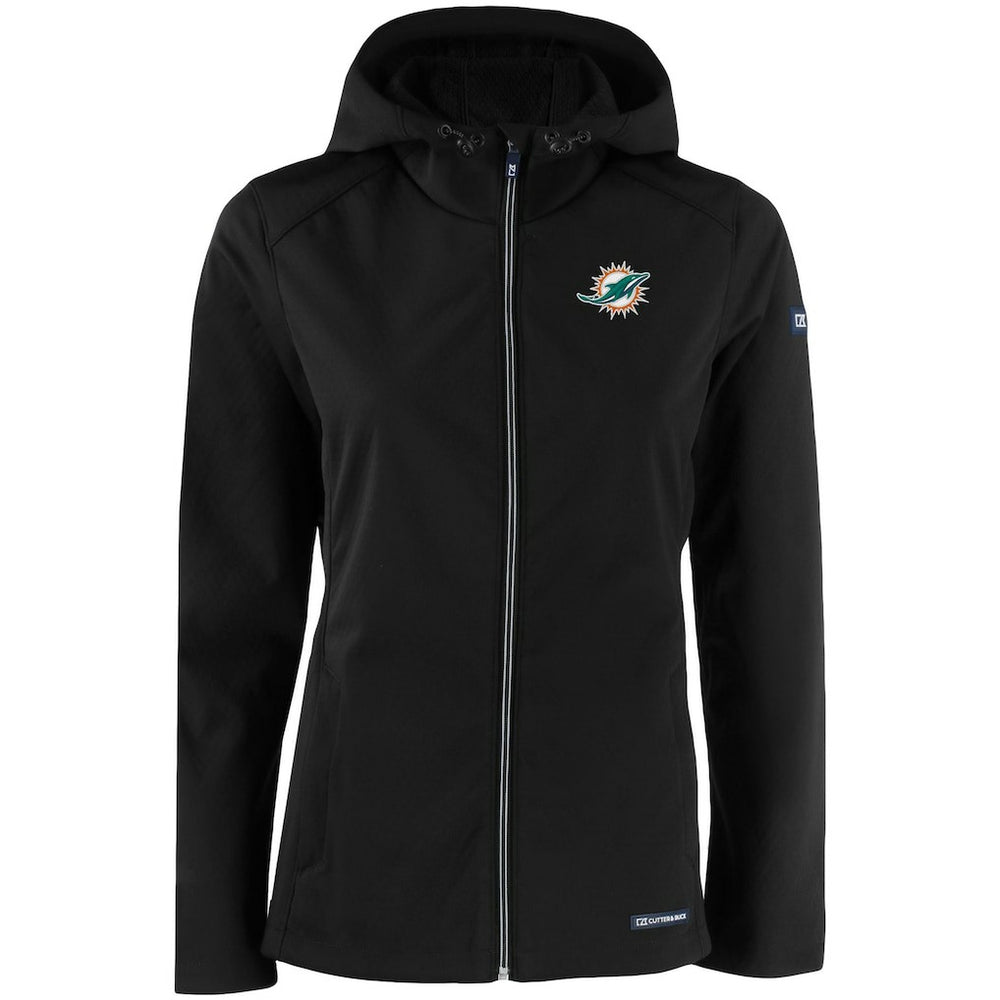 Miami Dolphins Cutter & Buck Women's Evoke Eco Softshell Recycled Full-Zip Hooded Jacket - Black discount