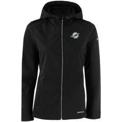 Miami Dolphins Cutter & Buck Women's Evoke Eco Softshell Recycled Full-Zip Hooded Jacket - Black discount