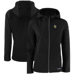 Minnesota Vikings Cutter & Buck Women's Evoke Eco Softshell Recycled Full-Zip Hooded Jacket - Black on sale