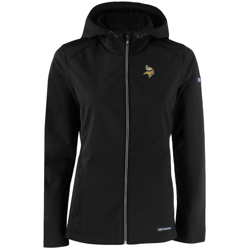 Minnesota Vikings Cutter & Buck Women's Evoke Eco Softshell Recycled Full-Zip Hooded Jacket - Black on sale