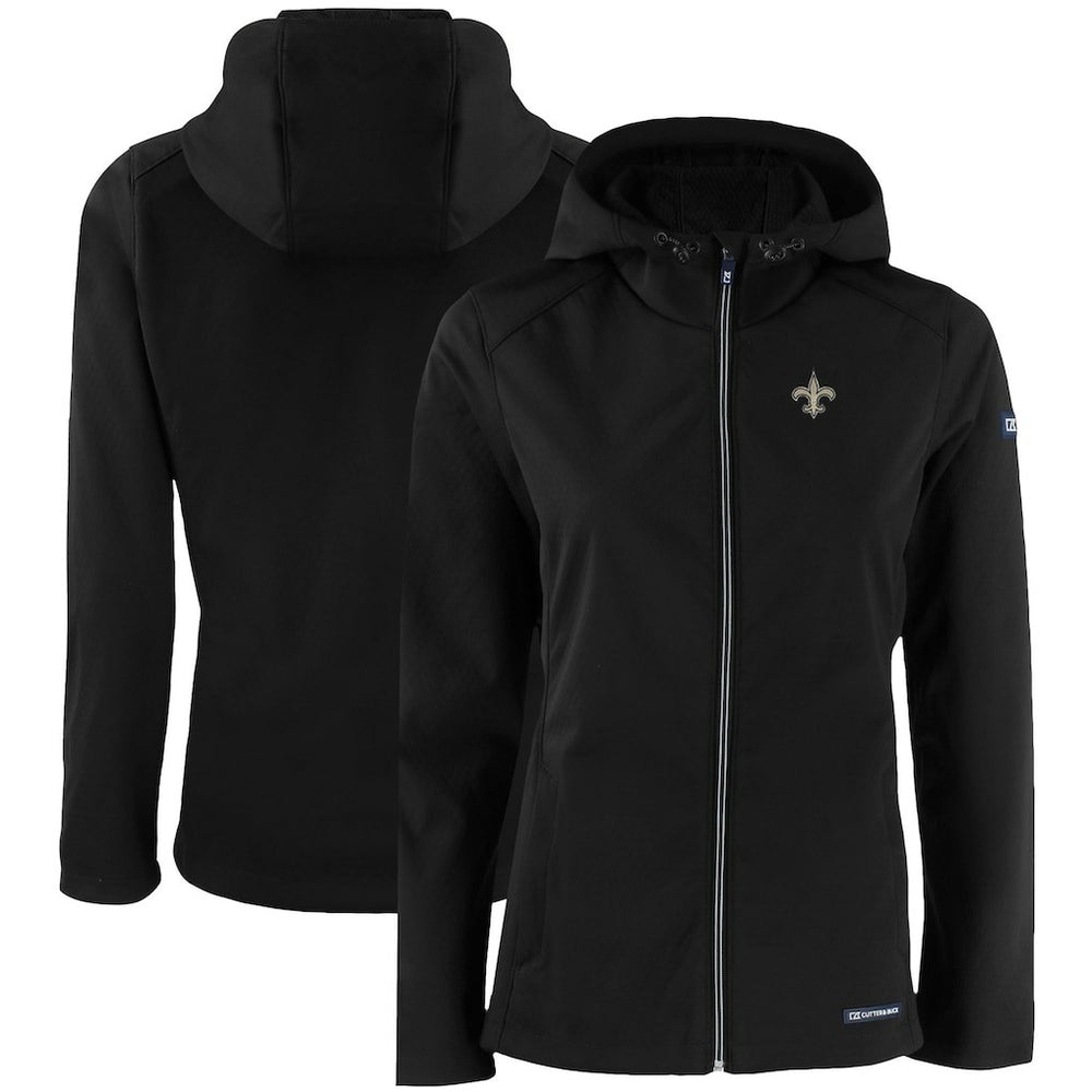 New Orleans Saints Cutter & Buck Women's Evoke Eco Softshell Recycled Full-Zip Hooded Jacket - Black discount