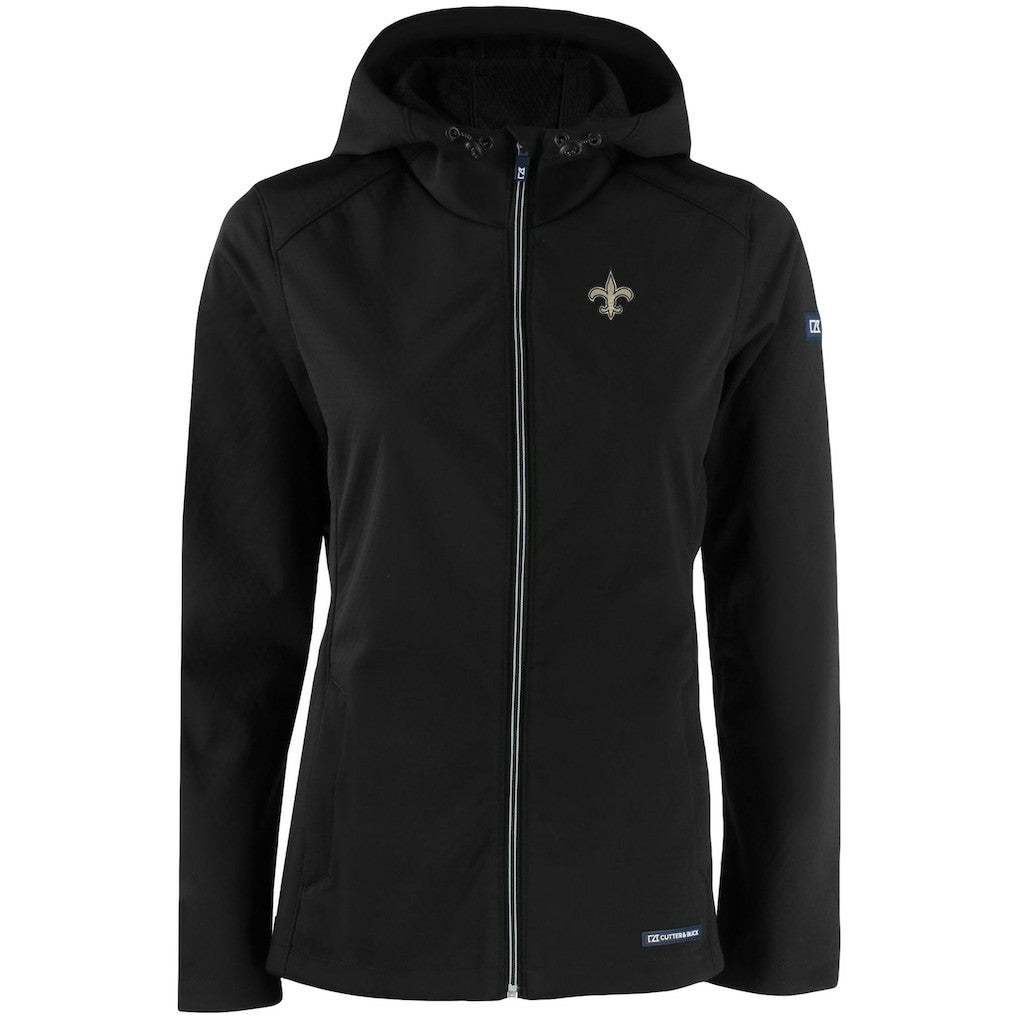 New Orleans Saints Cutter & Buck Women's Evoke Eco Softshell Recycled Full-Zip Hooded Jacket - Black discount