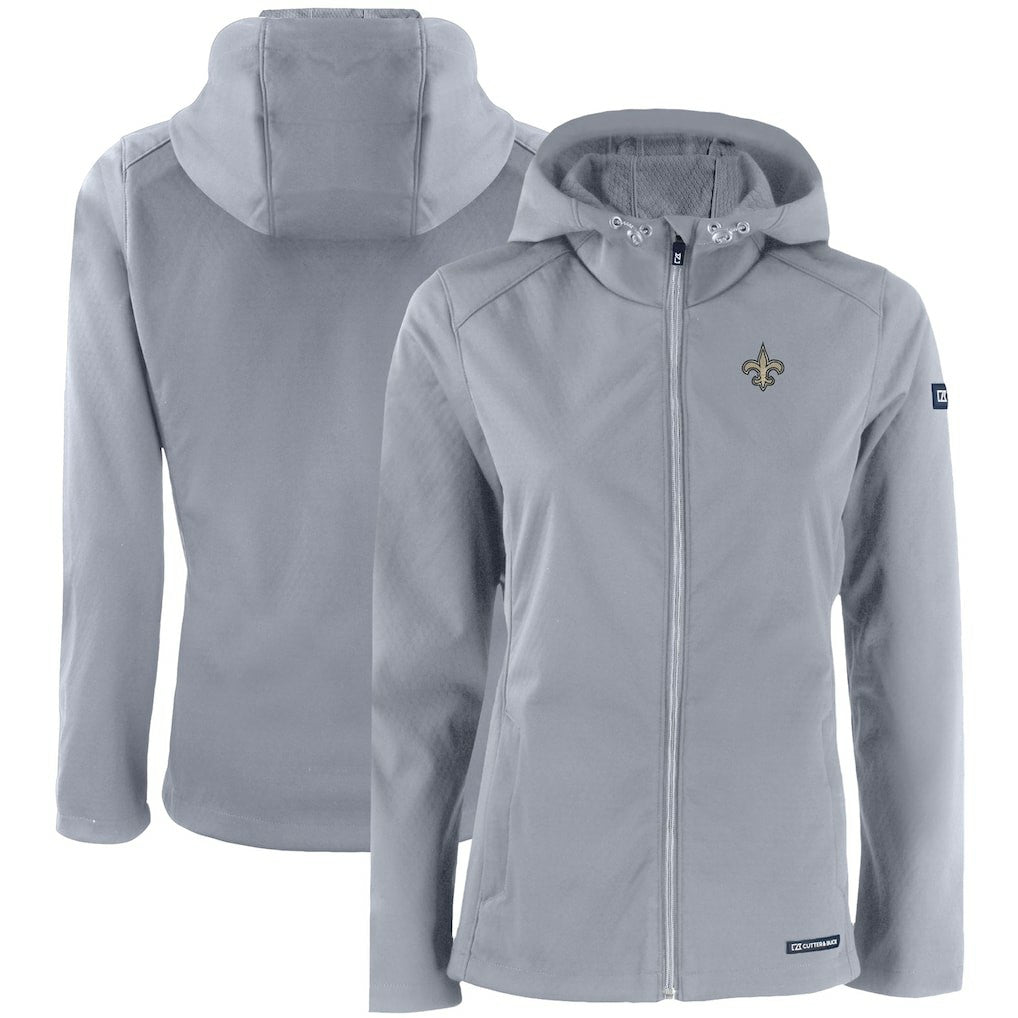 New Orleans Saints Cutter & Buck Women's Evoke Eco Softshell Recycled Full-Zip Hooded Jacket - Gray discount