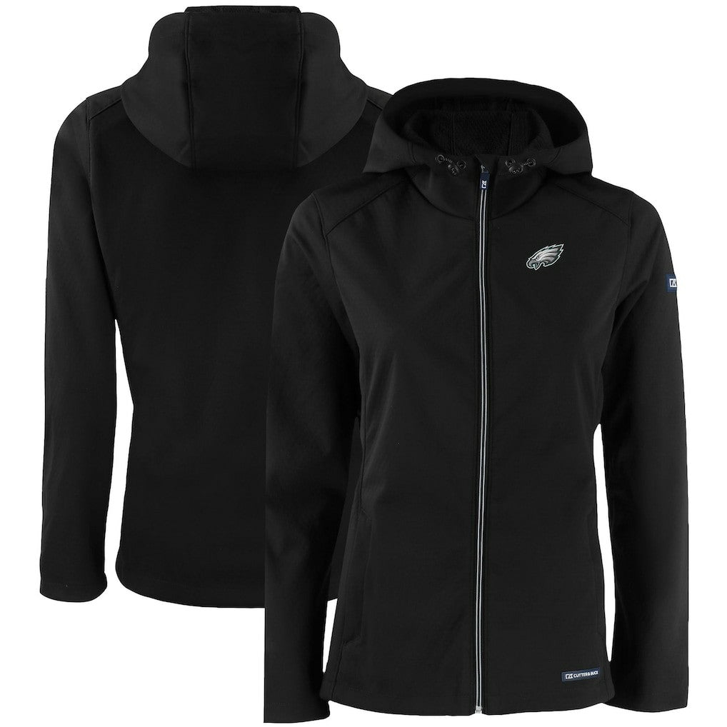 Philadelphia Eagles Cutter & Buck Women's Evoke Eco Softshell Recycled Full-Zip Hooded Jacket - Black cheap