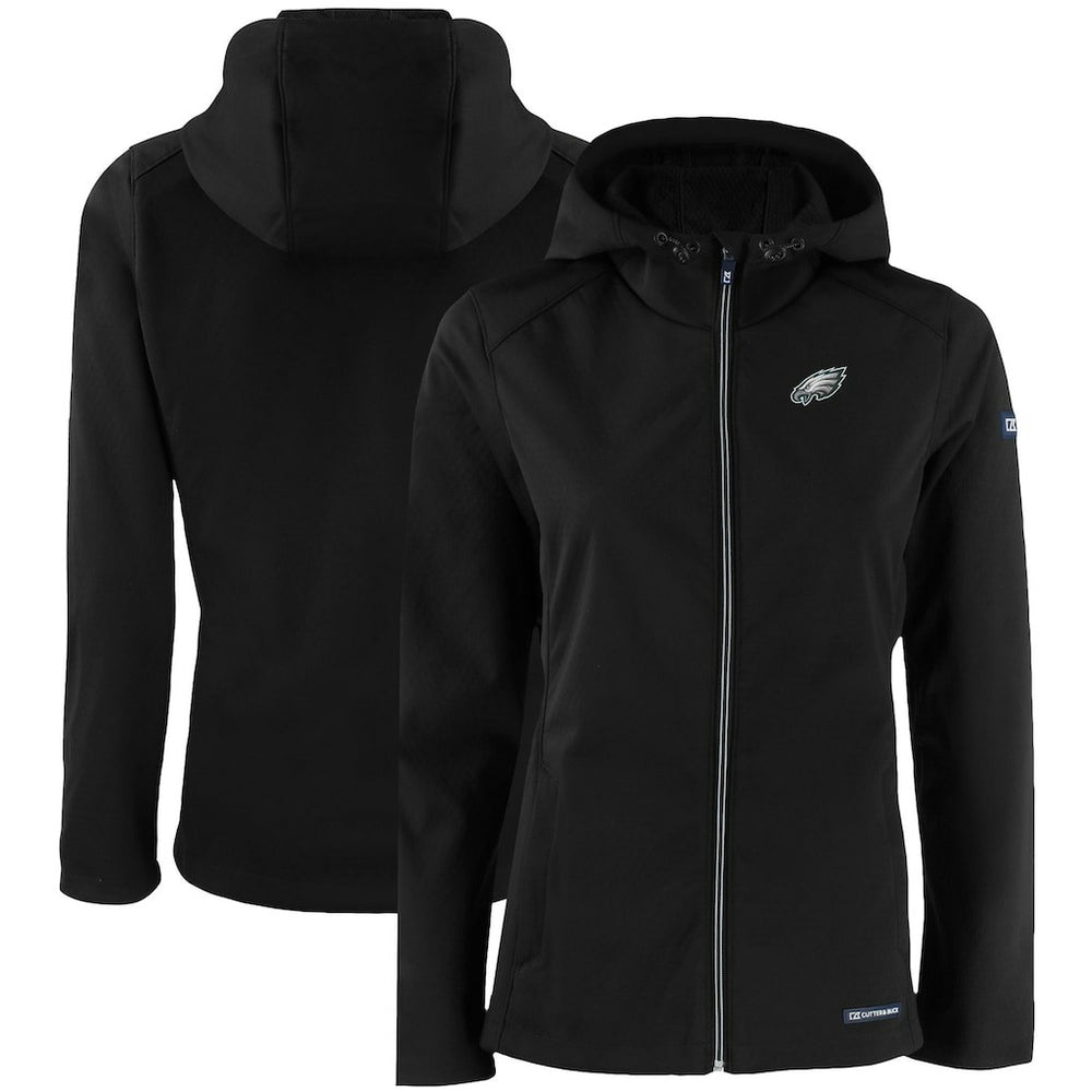 Philadelphia Eagles Cutter & Buck Women's Evoke Eco Softshell Recycled Full-Zip Hooded Jacket - Black cheap