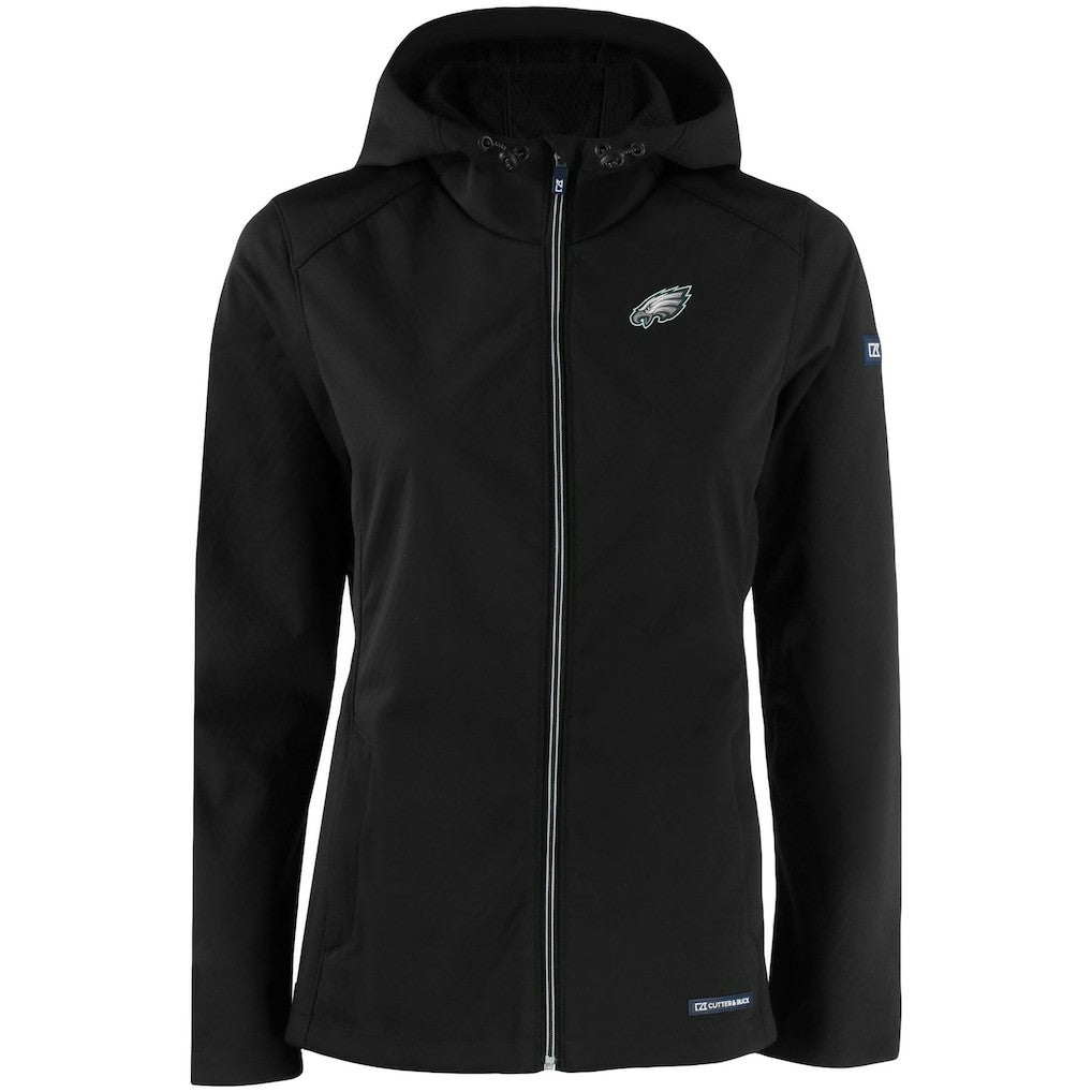 Philadelphia Eagles Cutter & Buck Women's Evoke Eco Softshell Recycled Full-Zip Hooded Jacket - Black cheap