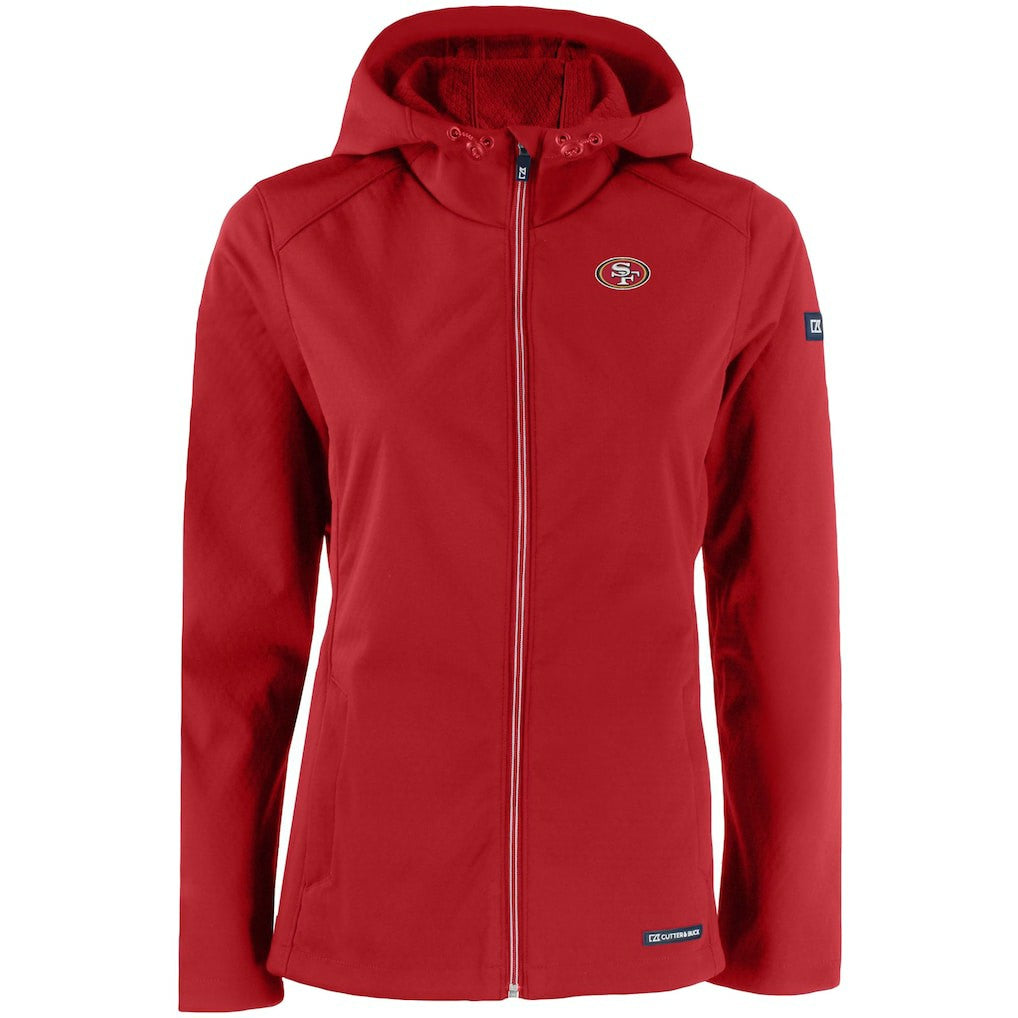 San Francisco 49ers Cutter & Buck Women's Evoke Eco Softshell Recycled Full-Zip Hooded Jacket - Scarlet discount