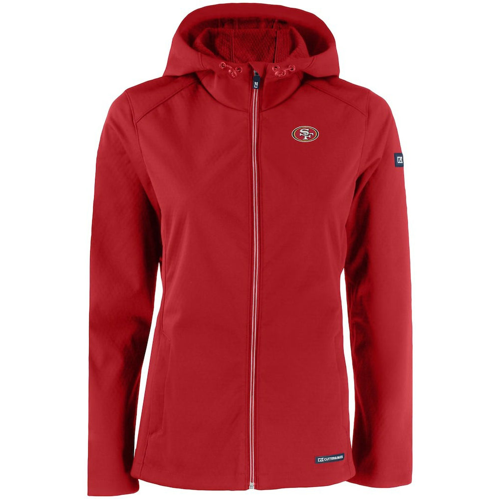 San Francisco 49ers Cutter & Buck Women's Evoke Eco Softshell Recycled Full-Zip Hooded Jacket - Scarlet discount