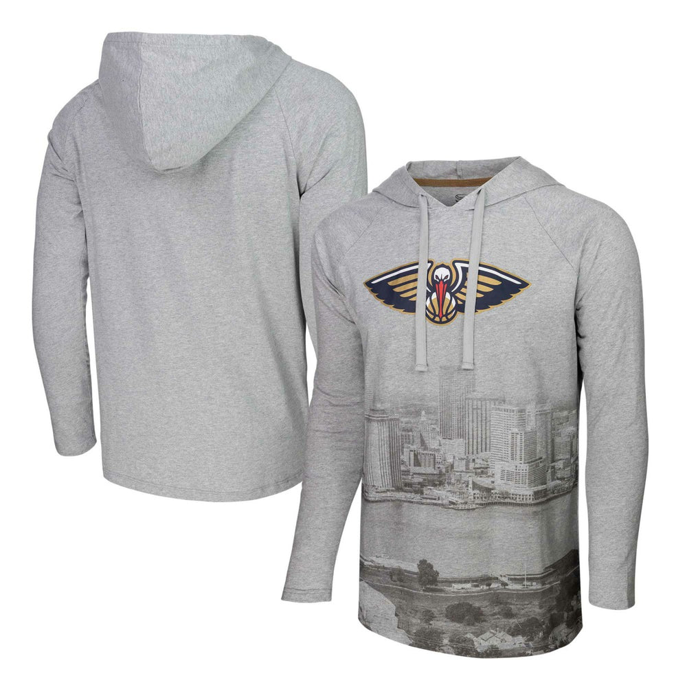 New Orleans Pelicans Stadium Essentials Atrium Raglan Long Sleeve Hoodie T-Shirt - Heather Gray outlet