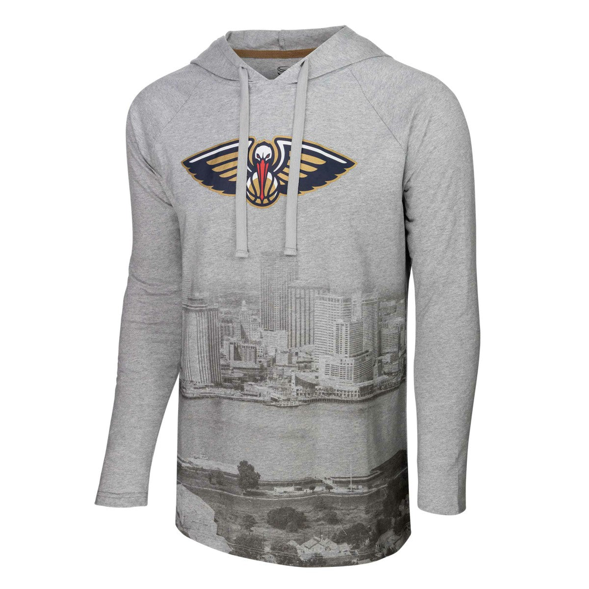 New Orleans Pelicans Stadium Essentials Atrium Raglan Long Sleeve Hoodie T-Shirt - Heather Gray outlet