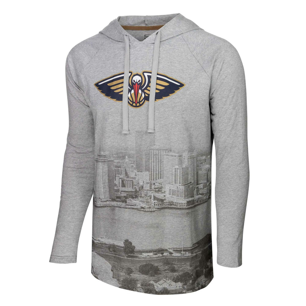 New Orleans Pelicans Stadium Essentials Atrium Raglan Long Sleeve Hoodie T-Shirt - Heather Gray outlet