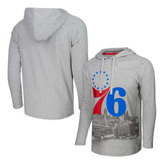 Philadelphia 76ers Stadium Essentials Atrium Raglan Long Sleeve Hoodie T-Shirt - Heather Gray online