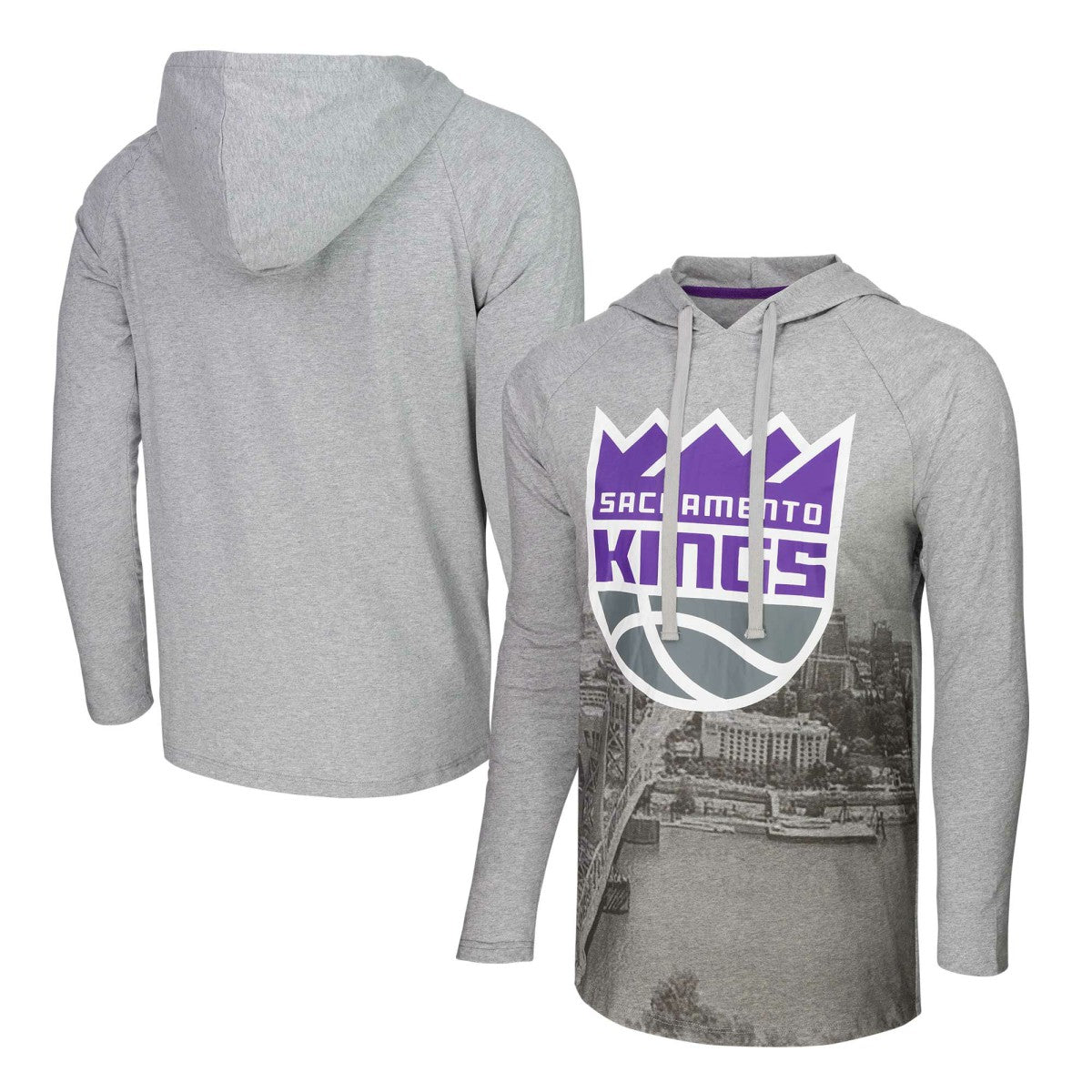 Sacramento Kings Stadium Essentials Atrium Raglan Long Sleeve Hoodie T-Shirt - Heather Gray discount