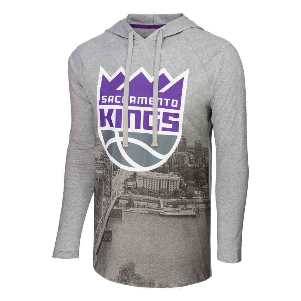 Sacramento Kings Stadium Essentials Atrium Raglan Long Sleeve Hoodie T-Shirt - Heather Gray discount