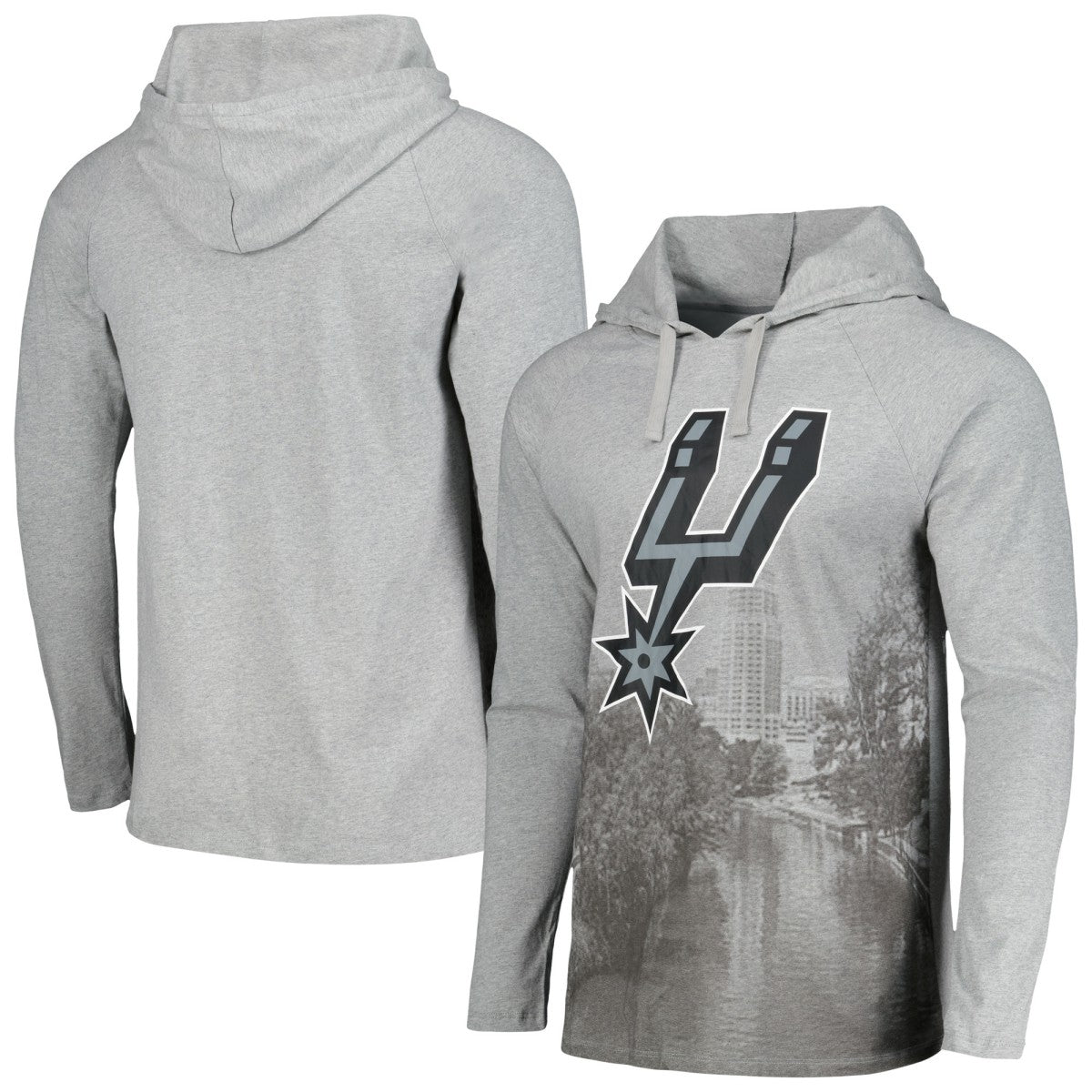 San Antonio Spurs Stadium Essentials Atrium Raglan Long Sleeve Hoodie T-Shirt - Heather Gray sale