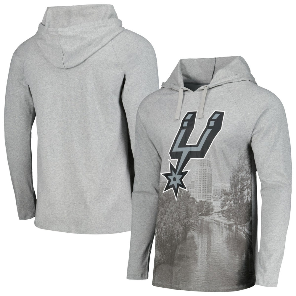 San Antonio Spurs Stadium Essentials Atrium Raglan Long Sleeve Hoodie T-Shirt - Heather Gray sale
