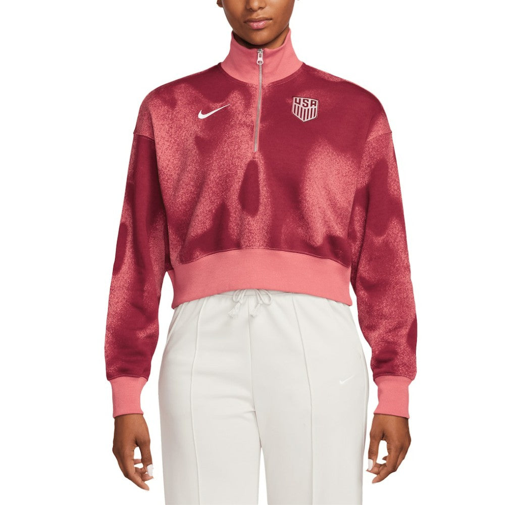 USMNT Women's Phoenix Fleece Cropped Quarter-Zip Jacket - Pink discount