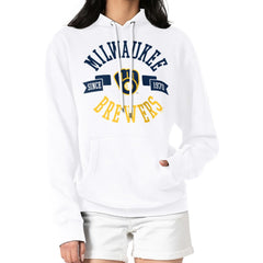 Milwaukee Brewers G-III 4Her by Carl Banks Women's City Graphic Pullover Hoodie White