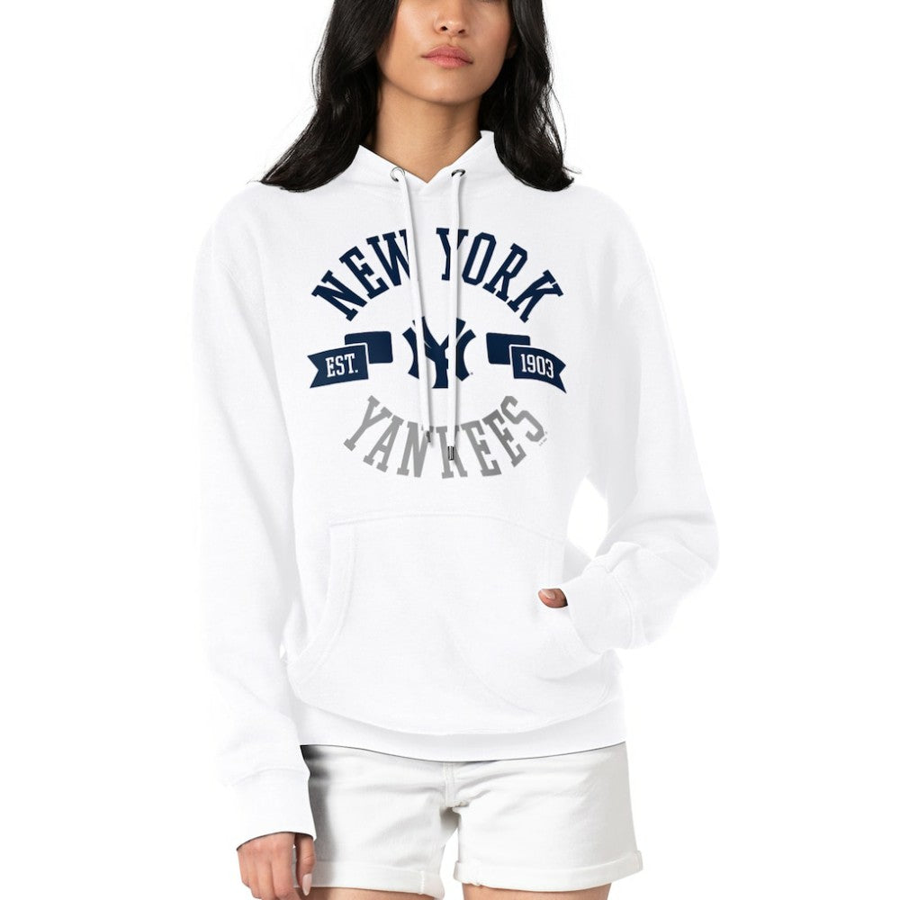 New York Yankees G-III 4Her by Carl Banks Women's City Graphic Pullover Hoodie White