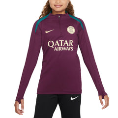 Paris Saint-Germain Youth 2024/25 Strike Drill Quarter-Zip Long Sleeve Performance Training Top - Burgundy shop