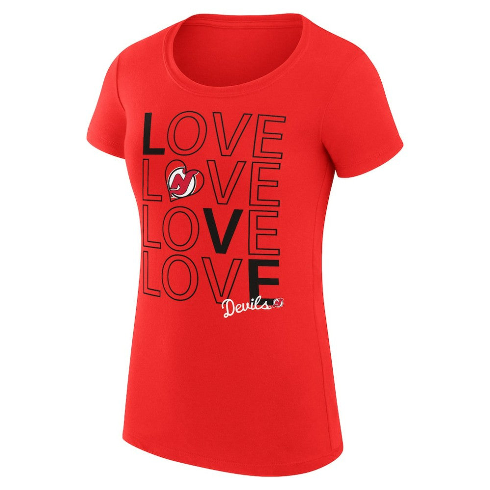 New Jersey Devils G-III 4Her by Carl Banks Women's Super-Slim Fit Lightweight Hockey Love T-Shirt - Red T-shirts