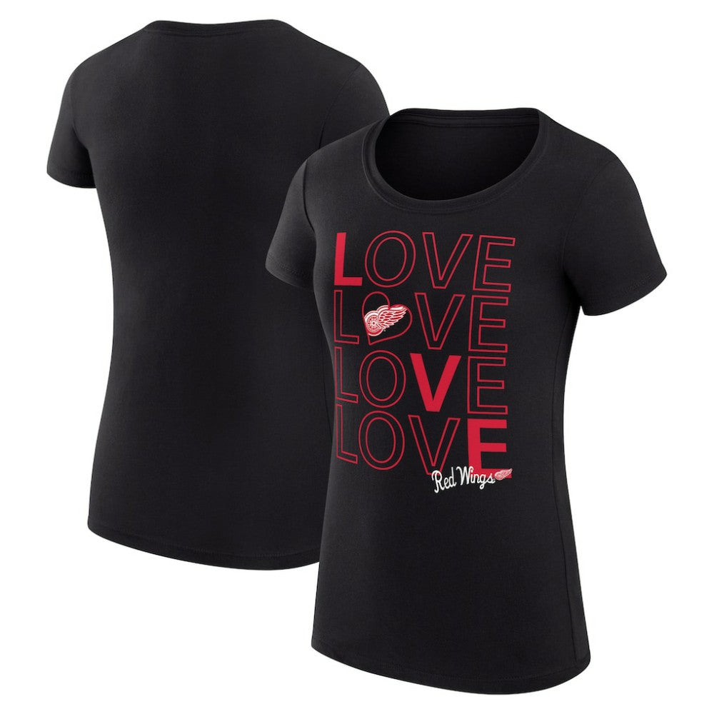 Detroit Red Wings G-III 4Her by Carl Banks Women's Super-Slim Fit Lightweight Hockey Love T-Shirt - Black T-shirts