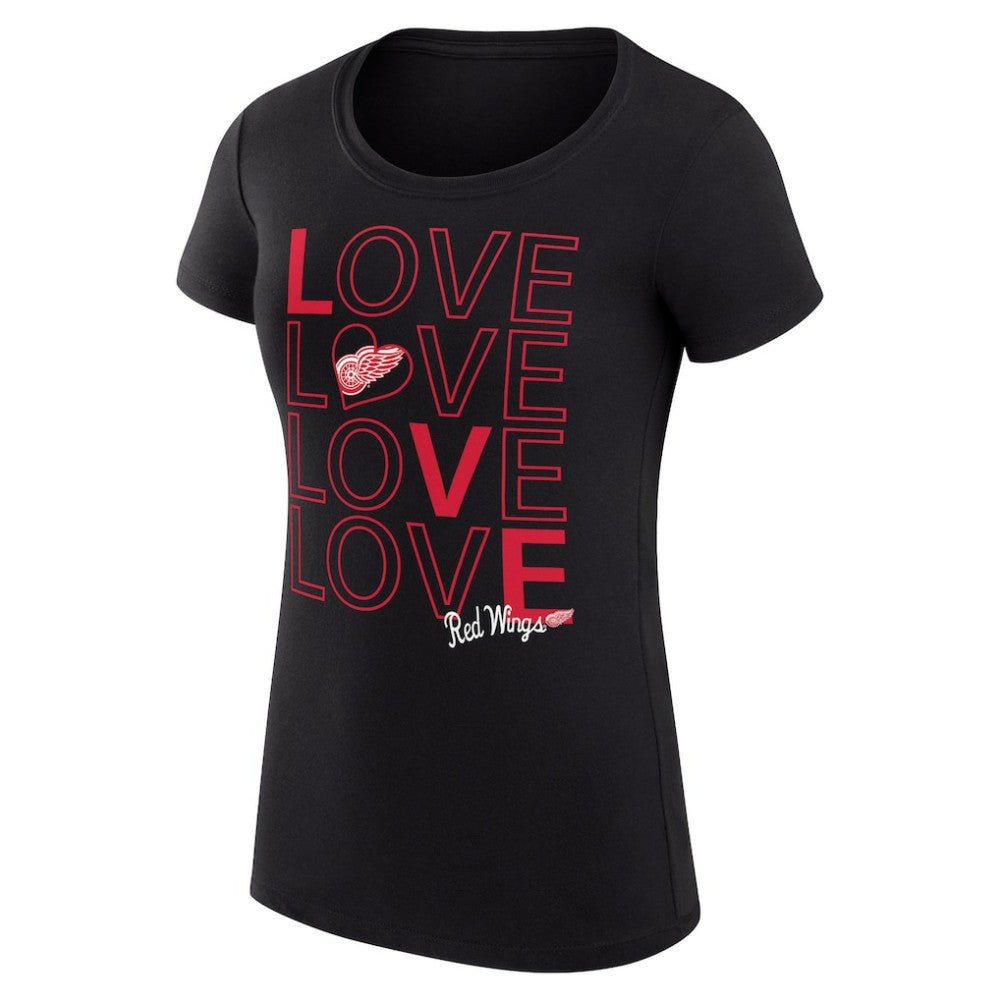 Detroit Red Wings G-III 4Her by Carl Banks Women's Super-Slim Fit Lightweight Hockey Love T-Shirt - Black T-shirts