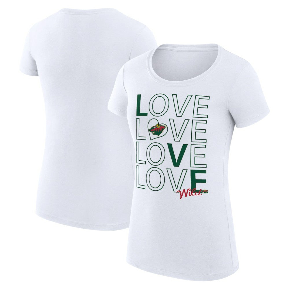 Minnesota Wild G-III 4Her by Carl Banks Women's Super-Slim Fit Lightweight Hockey Love T-Shirt - White T-shirts