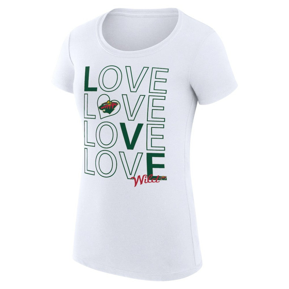 Minnesota Wild G-III 4Her by Carl Banks Women's Super-Slim Fit Lightweight Hockey Love T-Shirt - White T-shirts