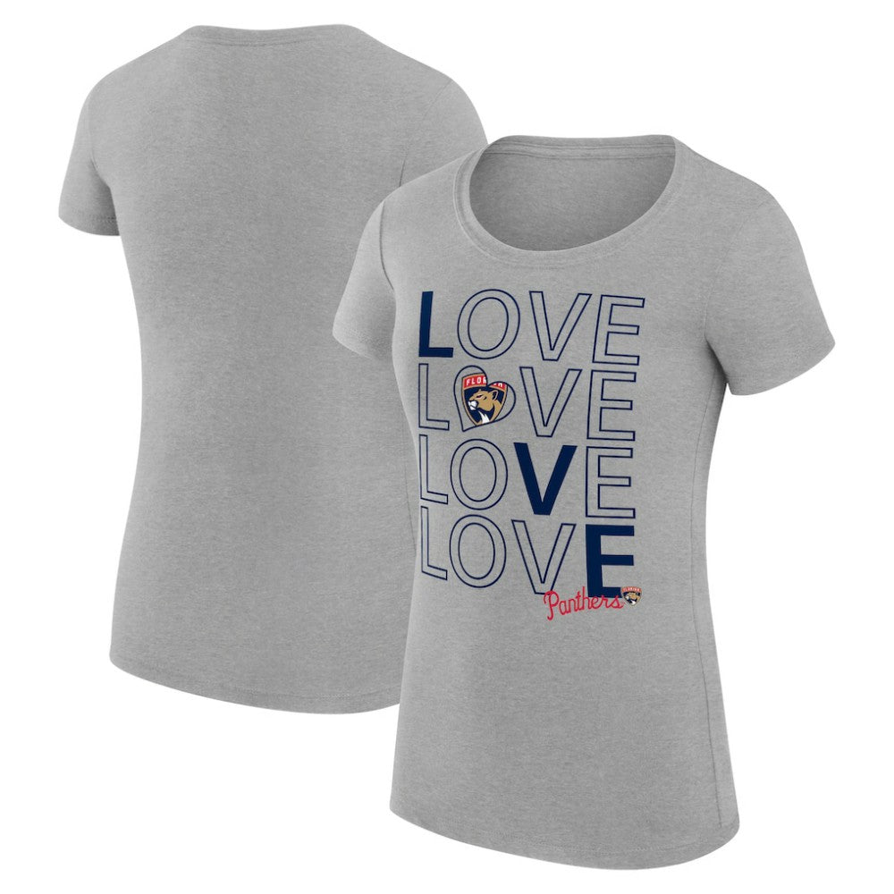Florida Panthers G-III 4Her by Carl Banks Women's Super-Slim Fit Lightweight Hockey Love T-Shirt - Heather Gray T-shirts