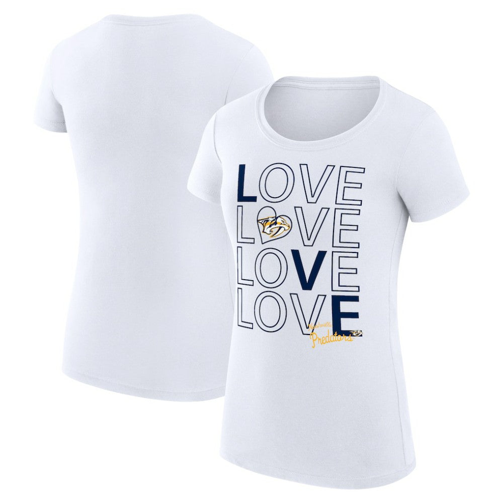 Nashville Predators G-III 4Her by Carl Banks Women's Super-Slim Fit Lightweight Hockey Love T-Shirt - White T-shirts