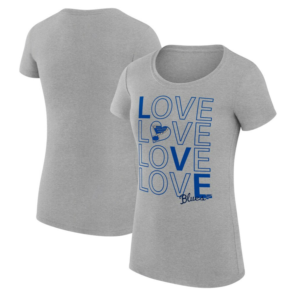 St. Louis Blues G-III 4Her by Carl Banks Women's Super-Slim Fit Lightweight Hockey Love T-Shirt - Heather Gray T-shirts