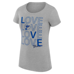 St. Louis Blues G-III 4Her by Carl Banks Women's Super-Slim Fit Lightweight Hockey Love T-Shirt - Heather Gray T-shirts