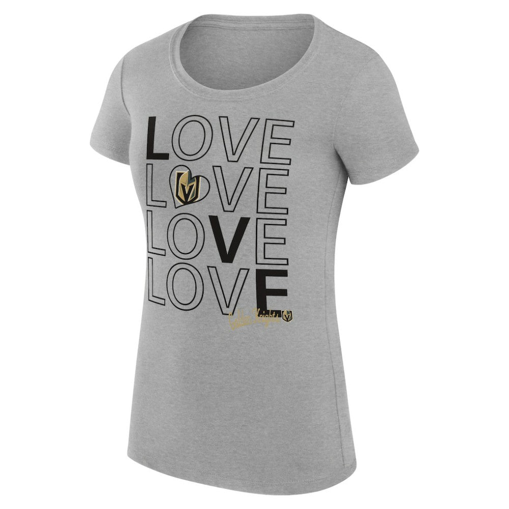 Vegas Golden Knights G-III 4Her by Carl Banks Women's Super-Slim Fit Lightweight Hockey Love T-Shirt - Heather Gray T-shirts