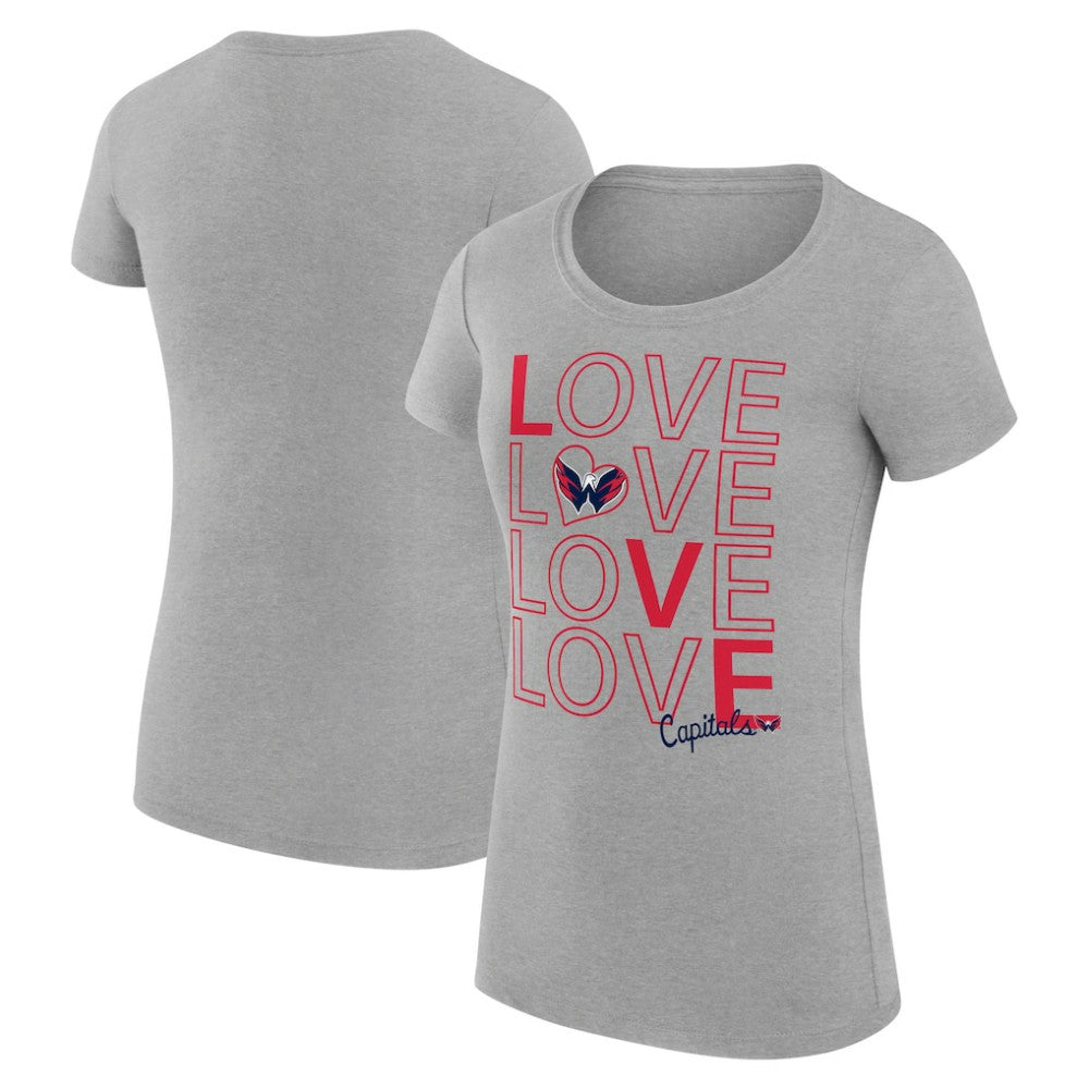 Washington Capitals G-III 4Her by Carl Banks Women's Super-Slim Fit Lightweight Hockey Love T-Shirt - Heather Gray T-shirts