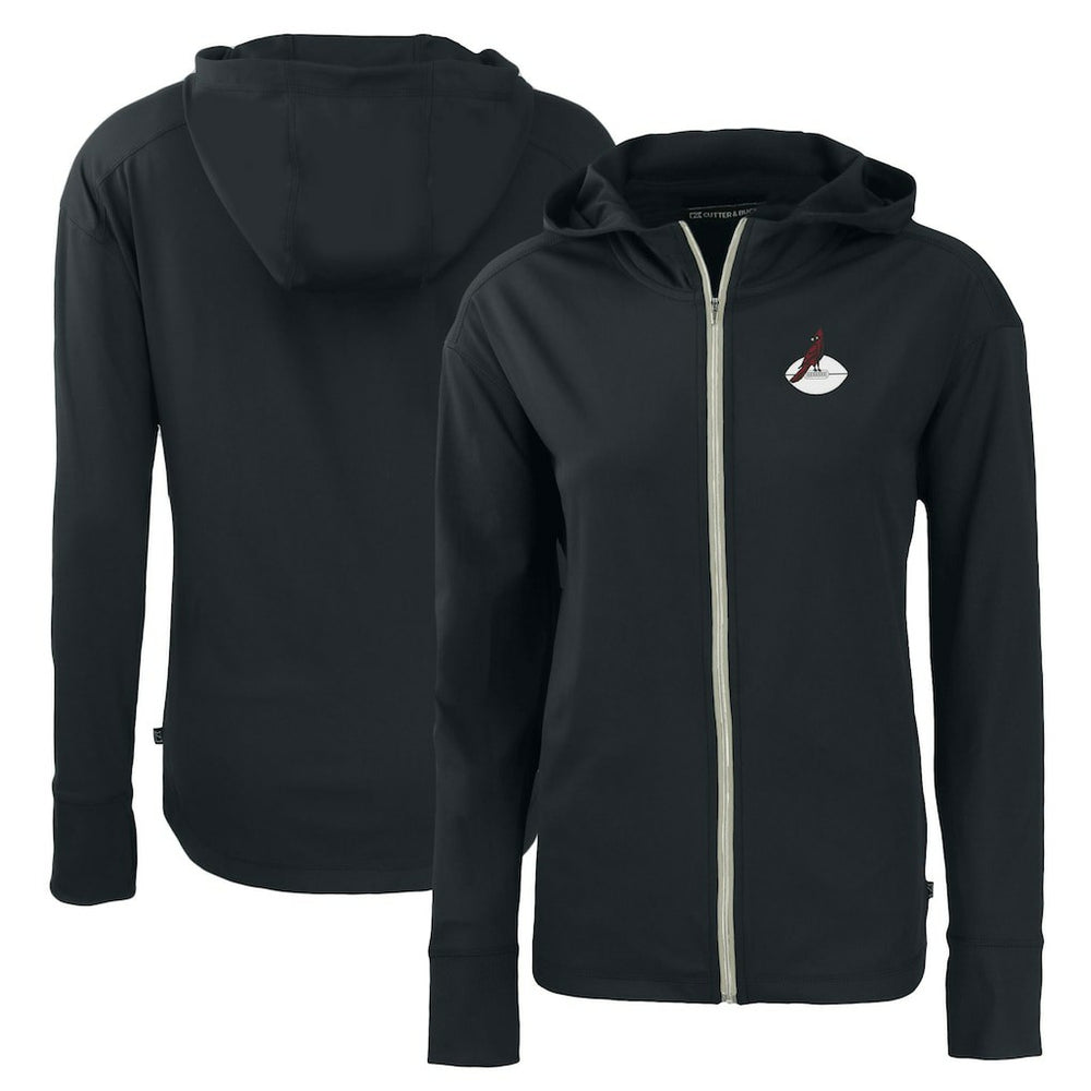 Arizona Cardinals Cutter & Buck Women's Throwback Daybreak Eco Recycled Half-Zip Hoodie - Black on sale