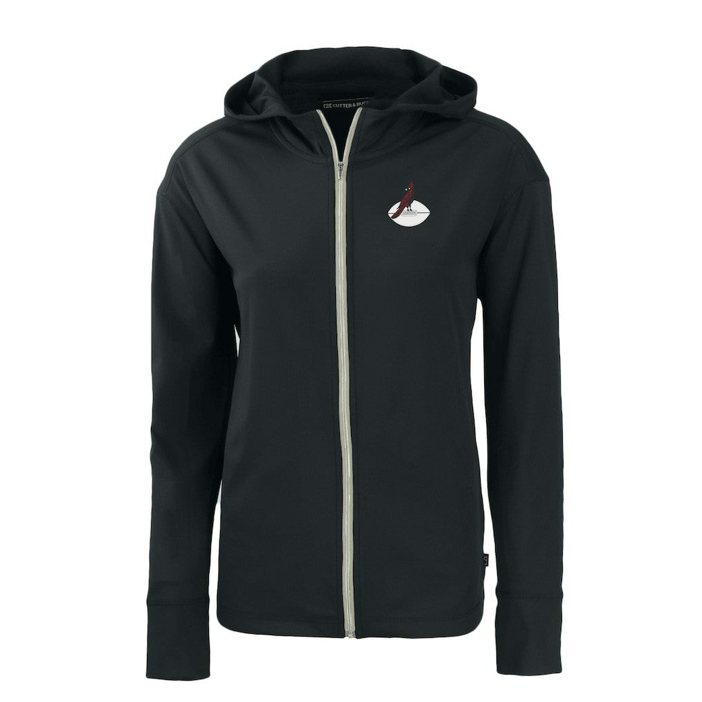 Arizona Cardinals Cutter & Buck Women's Throwback Daybreak Eco Recycled Half-Zip Hoodie - Black on sale