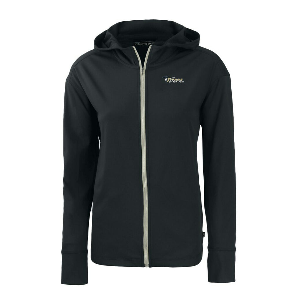 New York Jets Cutter & Buck Women's Throwback Daybreak Eco Recycled Half-Zip Hoodie - Black for sale