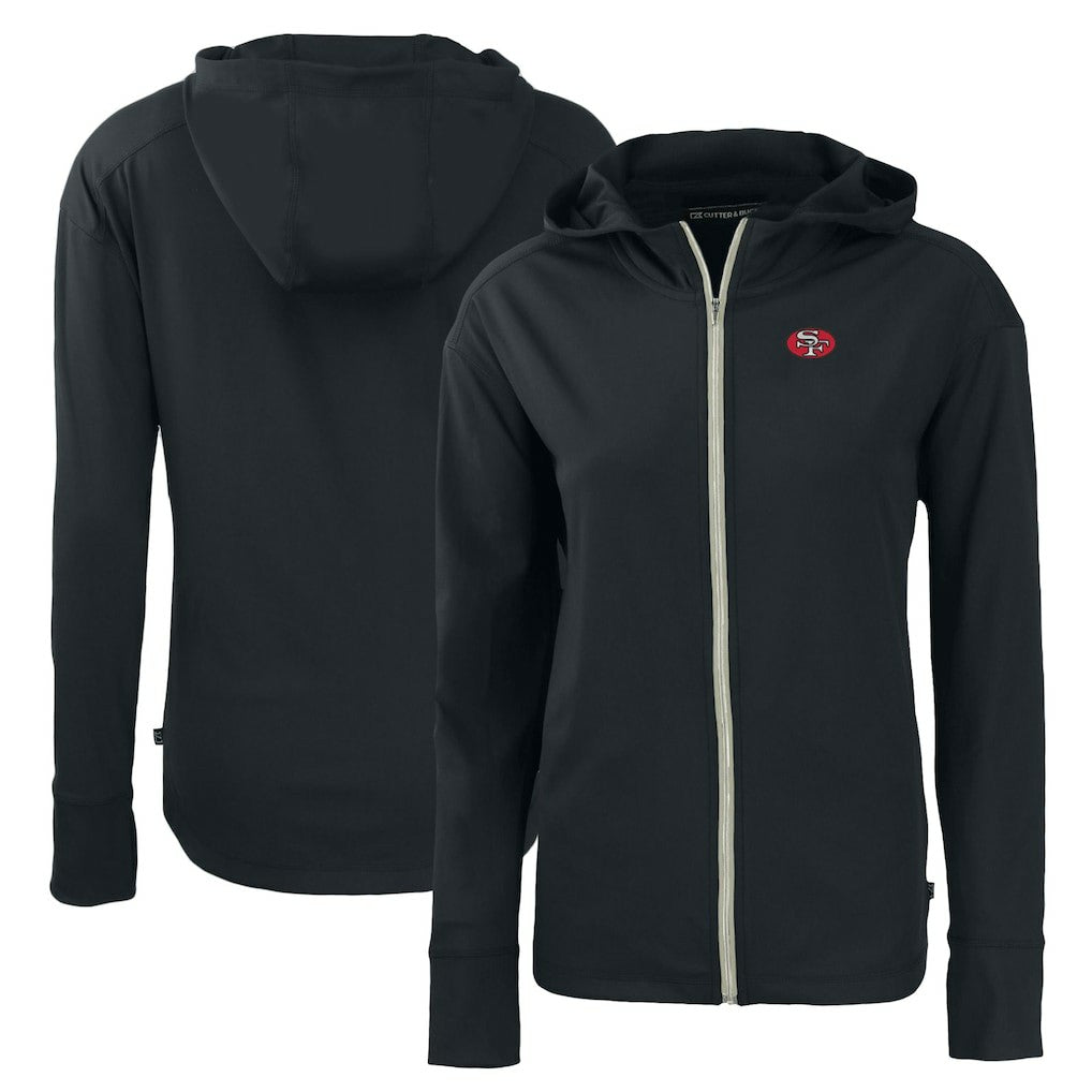 San Francisco 49ers Cutter & Buck Women's Throwback Daybreak Eco Recycled Half-Zip Hoodie - Black sale