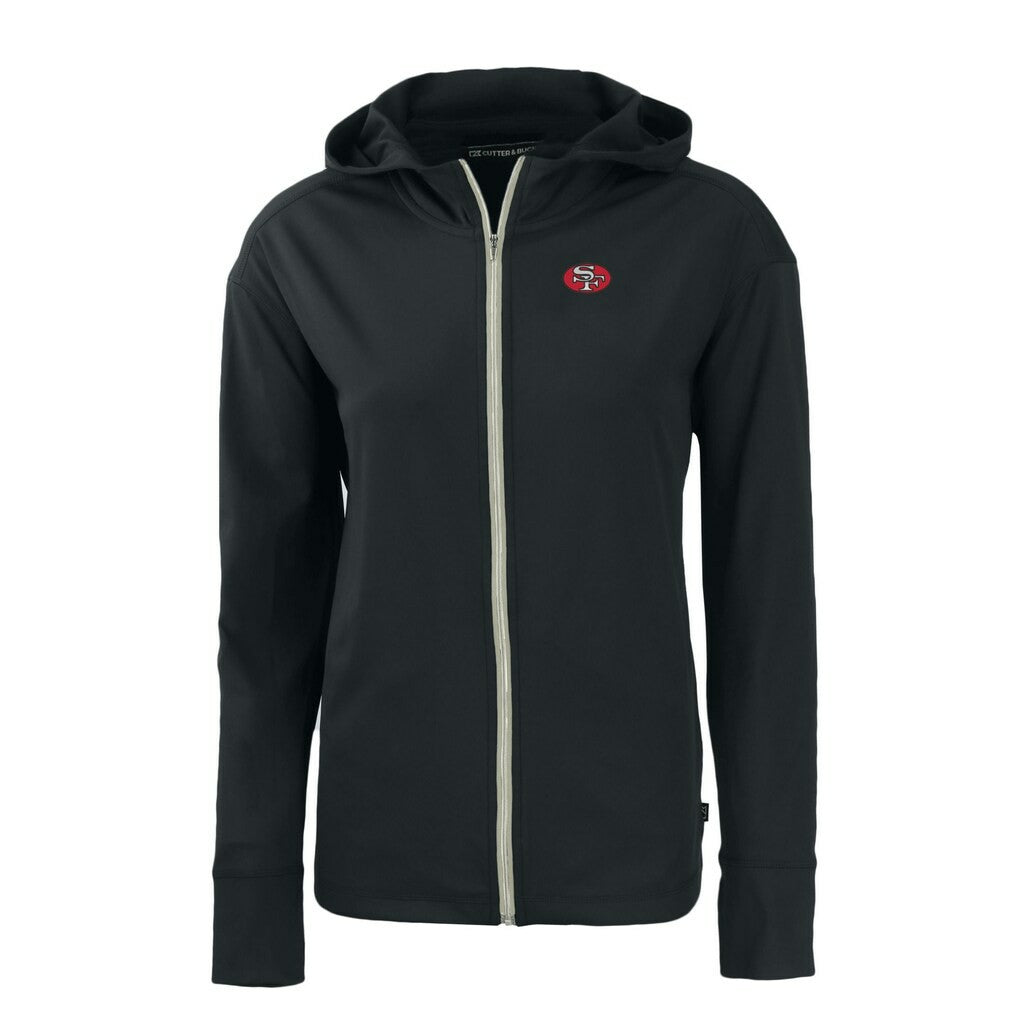 San Francisco 49ers Cutter & Buck Women's Throwback Daybreak Eco Recycled Half-Zip Hoodie - Black sale