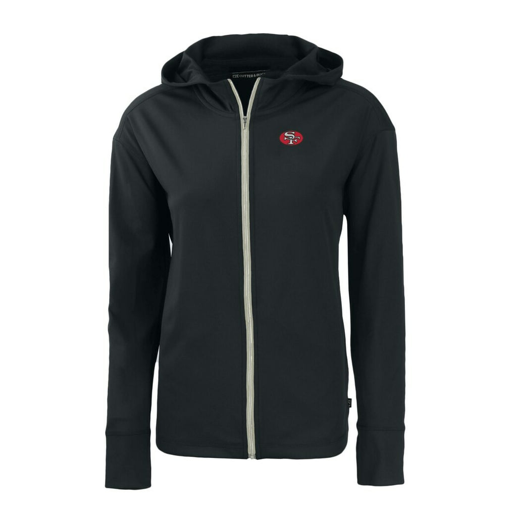 San Francisco 49ers Cutter & Buck Women's Throwback Daybreak Eco Recycled Half-Zip Hoodie - Black sale