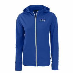 Seattle Seahawks Cutter & Buck Women's Throwback Daybreak Eco Recycled Half-Zip Hoodie - Blue on sale