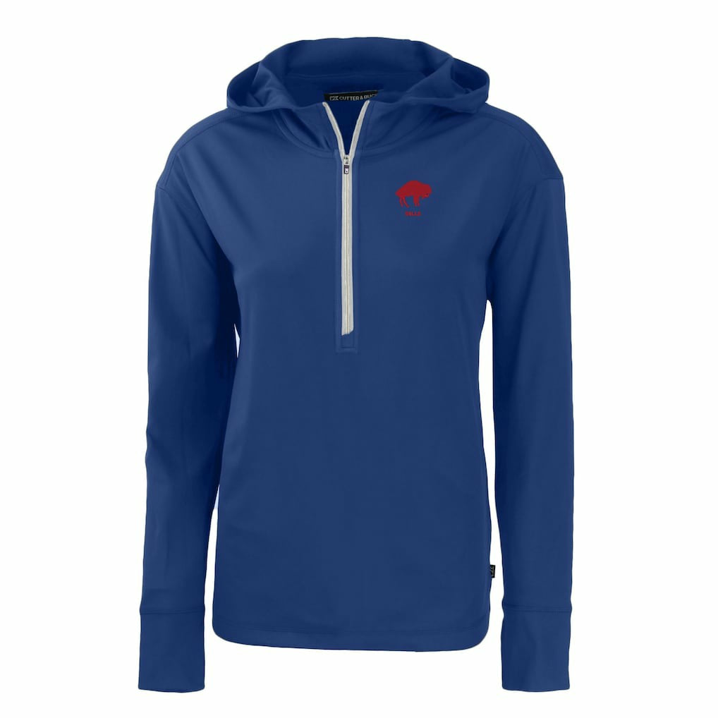 Buffalo Bills Cutter & Buck Women's Throwback Daybreak Eco Recycled Half-Zip Hoodie - Royal on sale