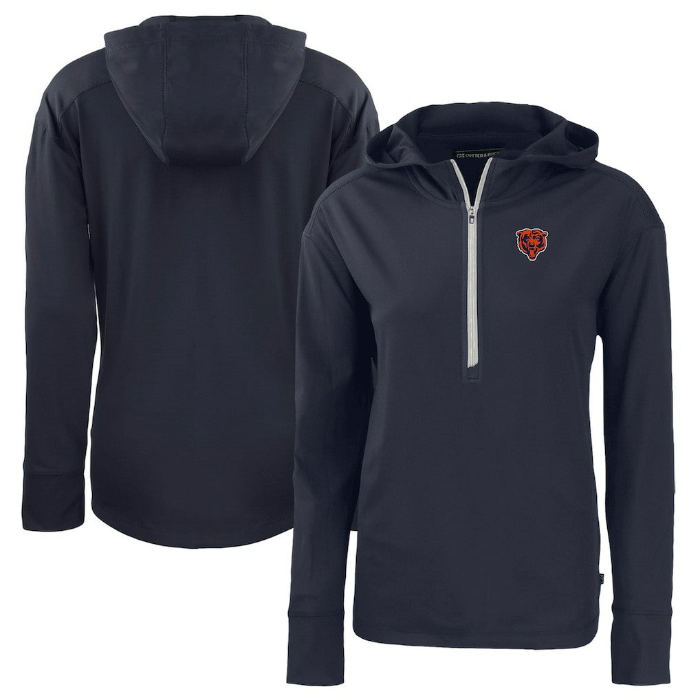 Chicago Bears Cutter & Buck Women's Throwback Daybreak Eco Recycled Half-Zip Hoodie - Navy discount