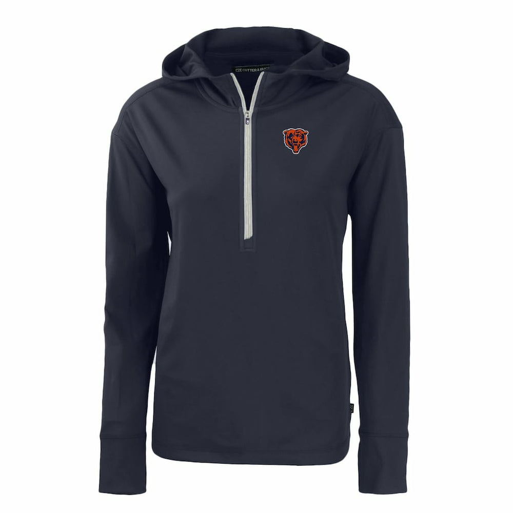 Chicago Bears Cutter & Buck Women's Throwback Daybreak Eco Recycled Half-Zip Hoodie - Navy discount