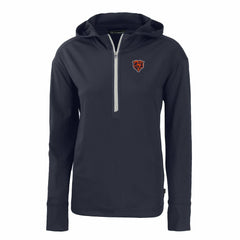 Chicago Bears Cutter & Buck Women's Throwback Daybreak Eco Recycled Half-Zip Hoodie - Navy discount