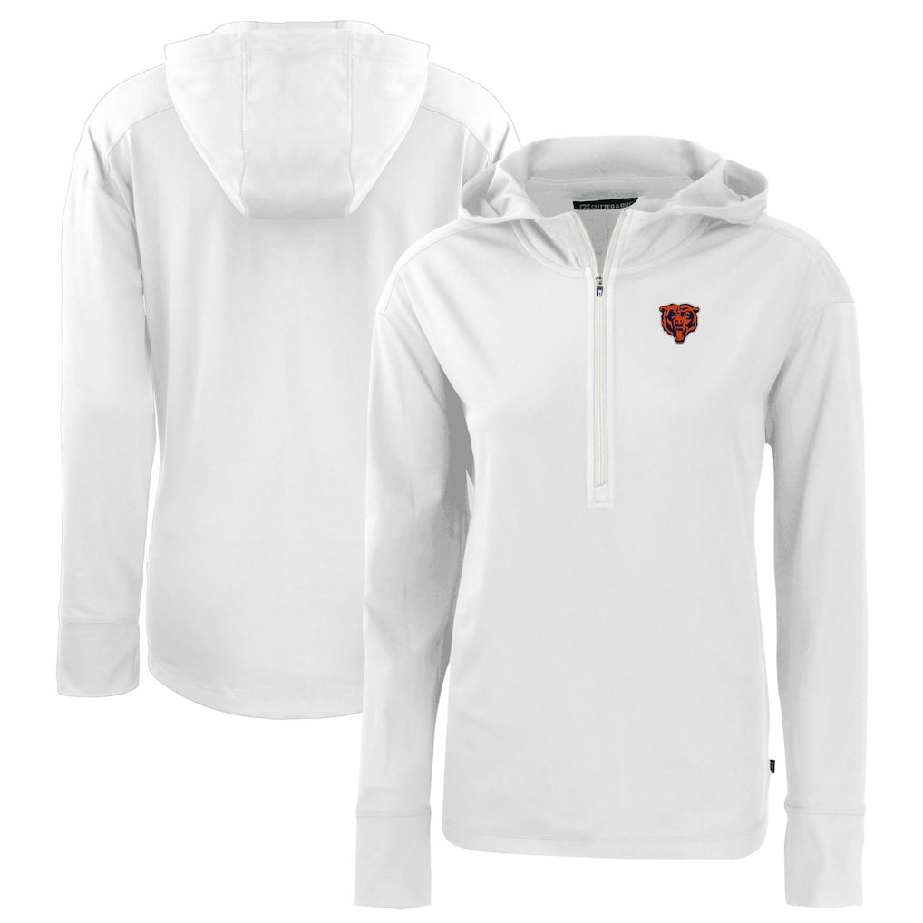 Chicago Bears Cutter & Buck Women's Throwback Daybreak Eco Recycled Half-Zip Hoodie - White discount