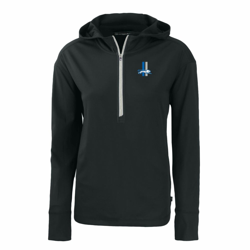 Detroit Lions Cutter & Buck Women's Throwback Daybreak Eco Recycled Half-Zip Hoodie - Black on sale